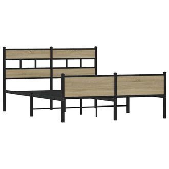 vidaXL Estructura De Cama Sin Colch&oacute;n Metal Roble Sonoma 160x200 Cm Vidaxl