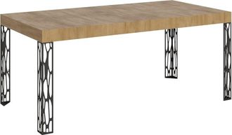 Itamoby Mesa extensible 90x200/304 cm efecto madera roble natural, hierro