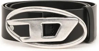 Diesel 3.9cm leather belt with D buckle - Belts - Man - Black