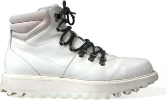 Dolce & Gabbana White Vulcano Trekking Ankle Boots Mens Shoes (Pre-Owned)