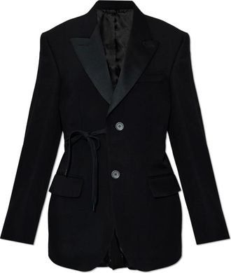 Balenciaga Jassen, Dames, Zwart, XS, Wol, Wollen Blazer met Enkele Split