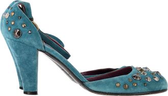 Marc Jacobs Marc Jacobs pumps met studs en enkelbandje in turquoise su&egrave;de