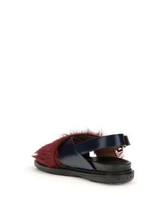 Marni Womens Sandals Fussbett Blue-Camellia Calf Leather Blue/camellia