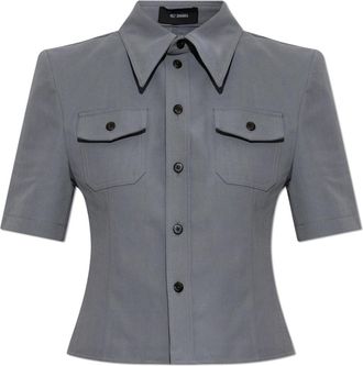 Willy Chavarria Chavela Shirt met korte mouwen - Dames - Overhemden - Grijs - S - Katoen - Overhemden