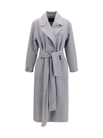 Fabiana Filippi Womens Coat Belted Double Wool Granite Merino (ovis Aries)