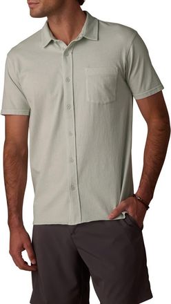The Normal Brand Normal Short Sleeve Cotton Jersey Button-Up Shirt in Sea Glass at Nordstrom, Size Xx-Large