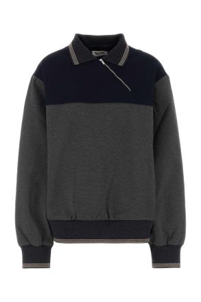 Miu Miu Two Tone Stretch Viscose Blend Oversize Polo Shirt