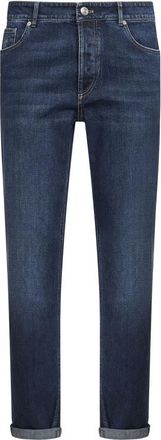 Brunello Cucinelli Brunello Cucinelli, Slim-fit Jeans, male, Blue, Size: 2XL Traditional Fit Five-Pocket Jeans