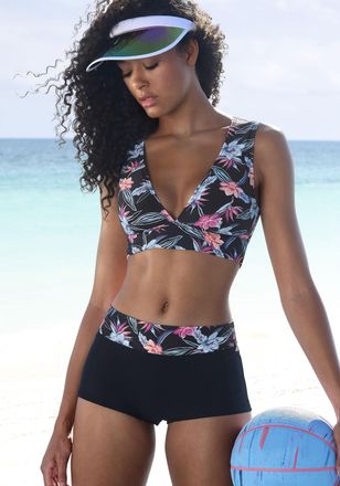 Kangaroos Bikini-Hotpants KANGAROOS Agave, Damen, Gr. 34, N-Gr, schwarz (schwarz, bedruckt), Recycling-Polyamid, unifarben, Badehosen Bikini-Hotpants, mit bedru