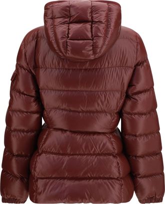 Moncler Womens Barante Short Hooded Down Jacket Dark Red Coat
