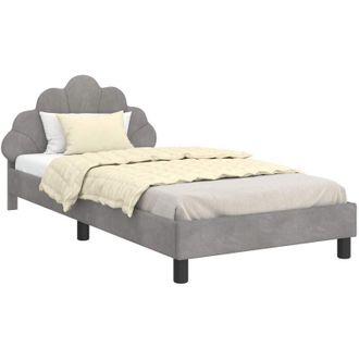 vidaXL Cama Para Ni&ntilde;os Con Cabecero Gris Claro 90 X 190 Cm Terciopelo Vidaxl