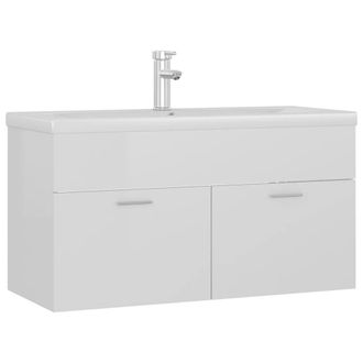 Berkfield Home Sink Cabinet with Built-in Basin High Gloss White Engineered Wood