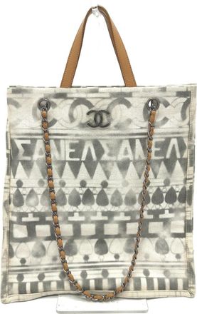 Chanel Canvas Leather Shoulder Bag Tote Bag (Pre-Owned)