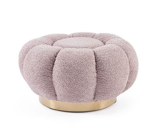 Konte Design Pouf de tela efecto boucl&eacute; rosa antiguo