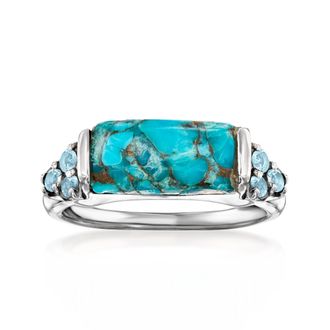 Ross-Simons Turquoise and Sky Blue Topaz Ring in Sterling Silver