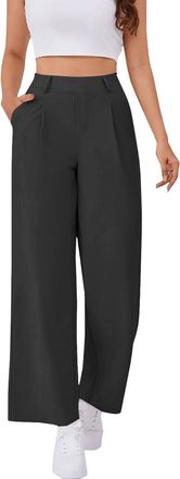 Generic Womens Joggers with Pockets Womens Wide Leg Dress Pants 27/29/31 High Waisted Work Casual Sweatpants Trousers with Pockets Womens Warm up Cuffed Jogge