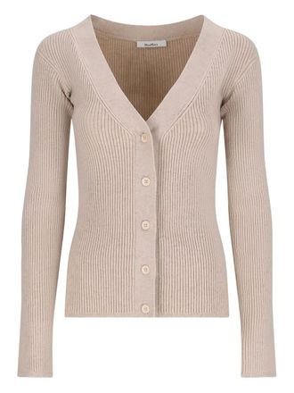 Max Mara V-neck ribbed cardigan - Neutrals