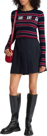 Autumn Cashmere Ski Crew Cashmere Jumper In Navy/ruby