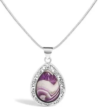 House of Brilliance Sterling Silver Chevron Amethyst Teardrop Pendant Necklace at Nordstrom