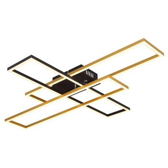Netlighting Dakari 80x60cm Semi Flush Ceiling Light Matt Black Gold 3x LED 3000K | Size: 80x60 cm