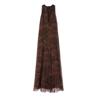 Max Mara Maxi Dresses, female, Brown, Size: XS Silk Chiffon Maxi Dress