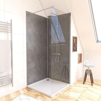 Aurlane Pack 2 Paneles Murales Piedra Silver Grey 90x210cm Con Perfiles Cromados