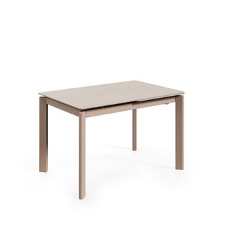 Koketto Home Mesa extensible 140 tapa marmol travertino patas beige