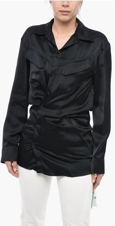 Off-white Satin Shirt TWIST With Draping size 38