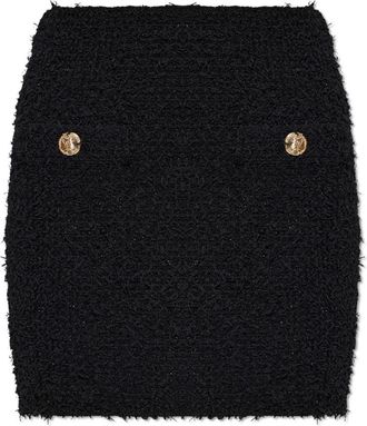 Balmain Tweed Rok - Dames - Korte rokken - Zwart - L - Tweed - Rokken