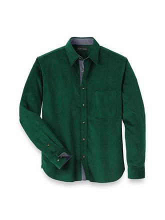 Paul Fredrick Slim Fit Cotton Corduroy Casual Shirt in Green at Nordstrom, Size X-Large