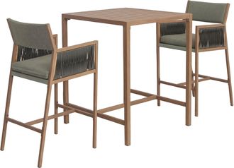 Hhg [nunca Usado] Conjunto De Mesa De Bar + 2 Taburetes De Bar Hhg-156, Taburete De Bar Para Mesa Alta, Polirrat&aacute;n De Olefina (210 G/m&sup2;), Verde