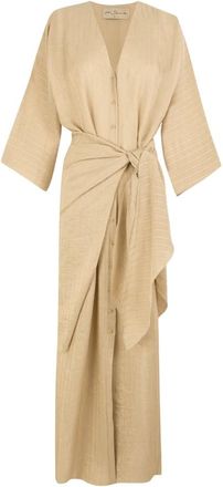 Cortana Kleedjes, Dames, Beige, 2Xs, Linnen, Eloise Shirt Dress