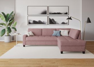 Domo Collection Ecksofa »Florentina zeitlos und elegant, Sitznähte als Designelement, L-Form« wahlweise mit Bettfunktion, mit Kontrastnaht, Komfortsitzhöhe 47cm