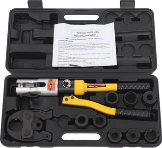 OEM Herramienta Para Engarzar Mangueras Hidr&aacute;ulicas, Funcionamiento Manual, Incluye 8 Matrices, Color Amarillo
