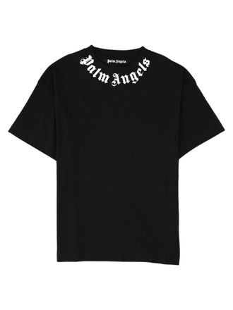 Palm Angels Short-Sleeve Gothic Text Black Cotton T-Shirt
