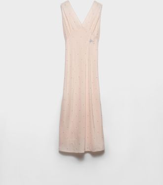 Prada Embroidered vintage-effect habutai silk dress