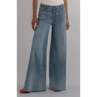 Kut from the Kloth Blake High Waist Superwide Leg Jeans in Bright at Nordstrom, Size 10
