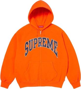 SUPREME SS26 Cracked Raglan Zip Up Hooded Sweatshirt Dark Orange SUP-SS26-192-ORG