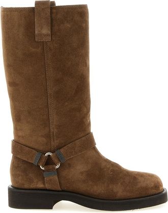 Brunello Cucinelli Brown Solid Monile Boots