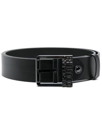 Versace Jeans Couture logo-plaque buckle belt - men - Calf Leather - 85 - Black