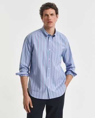GANT Men Relaxed Fit Striped Heritage Poplin Shirt (S) CLEAR SKY