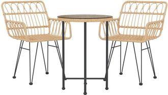vidaXL 3 Piece Garden Dining Set Poly Rattan Vidaxl