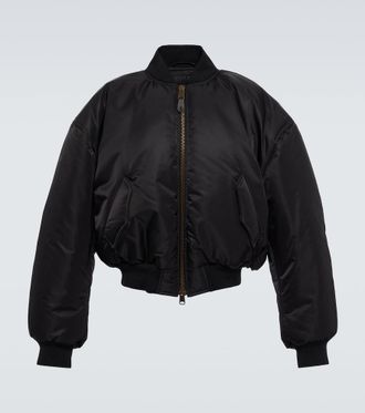 ジャケット Balenciaga Black leather ostrich-effect bomber jacket Balenciaga Black leather ostrich-effect bomber jacket