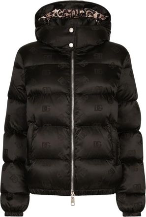 Dolce & Gabbana Padded Satin Jacquard Down Jacket - Dames - Winterjassen - Zwart - L - Polyester - Jassen