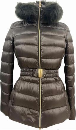 Herno Slim Fit Geruite Donsjas - Dames - Jassen - Bruin - XL - Nylon - Jassen