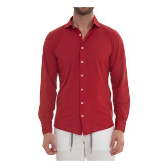 Gran Sasso Gestructureerde Polo Shirt met Franse hals - Heren - Casual Overhemden - Rood - M - Katoen - Overhemden