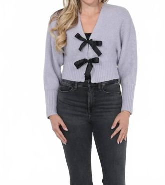 Rain + Rose Luna Bow Cardigan In Lilac