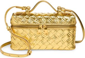 Bottega Veneta Bang Bang Intrecciato Metallic Leather Crossbody Vanity Case in 8472 Gold /Gold at Nordstrom