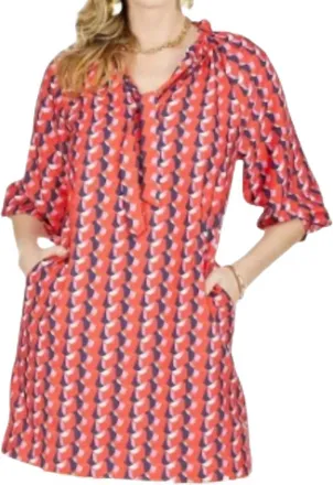 Jade Yoga Ruched Neck Dress In Mod Pop