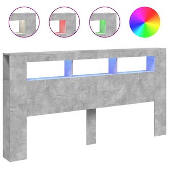 vidaXL Cabecero Led Madera Ingenier&iacute;a Gris Hormig&oacute;n 200x18,5x103,5 Cm Vidaxl